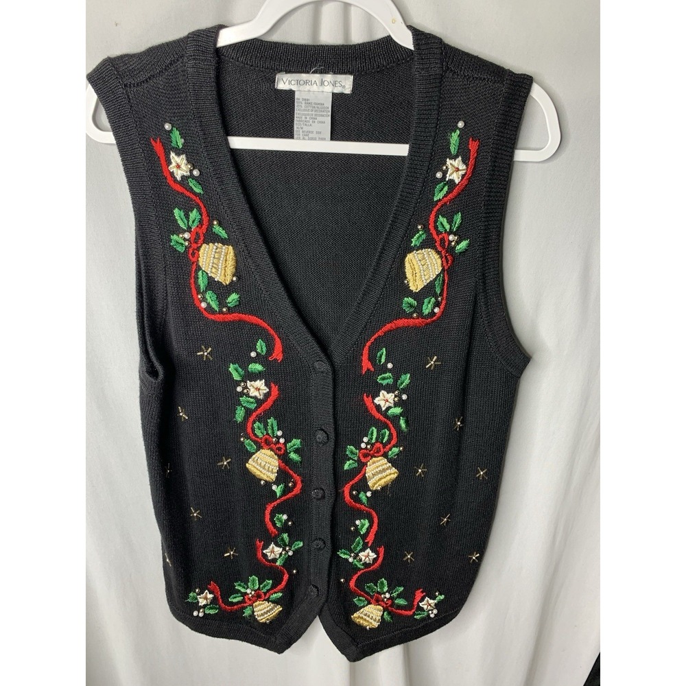 Women's M Ugly Christmas Sweater Best Knit Bells Mistletoe Toe Granny Core‎